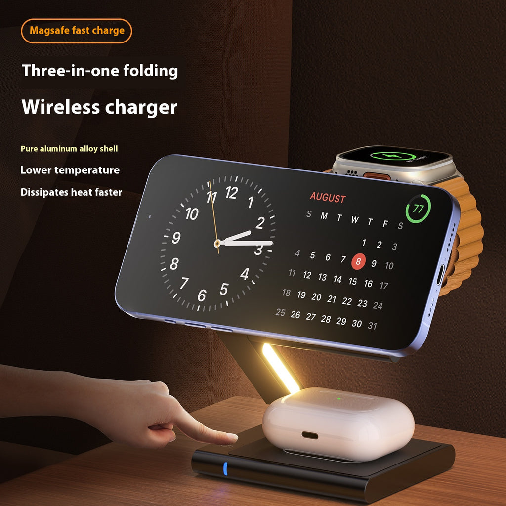 Casque de téléphone mobile pliant Chargeur sans fil trois en un