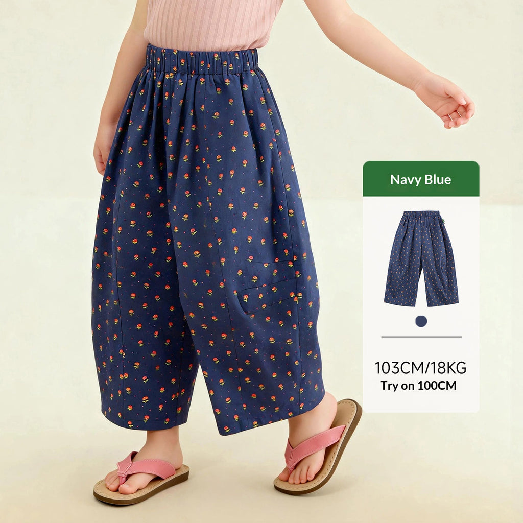 Enfants Été Floral Casual Pantalon large jambe Cotton pantalons perdus