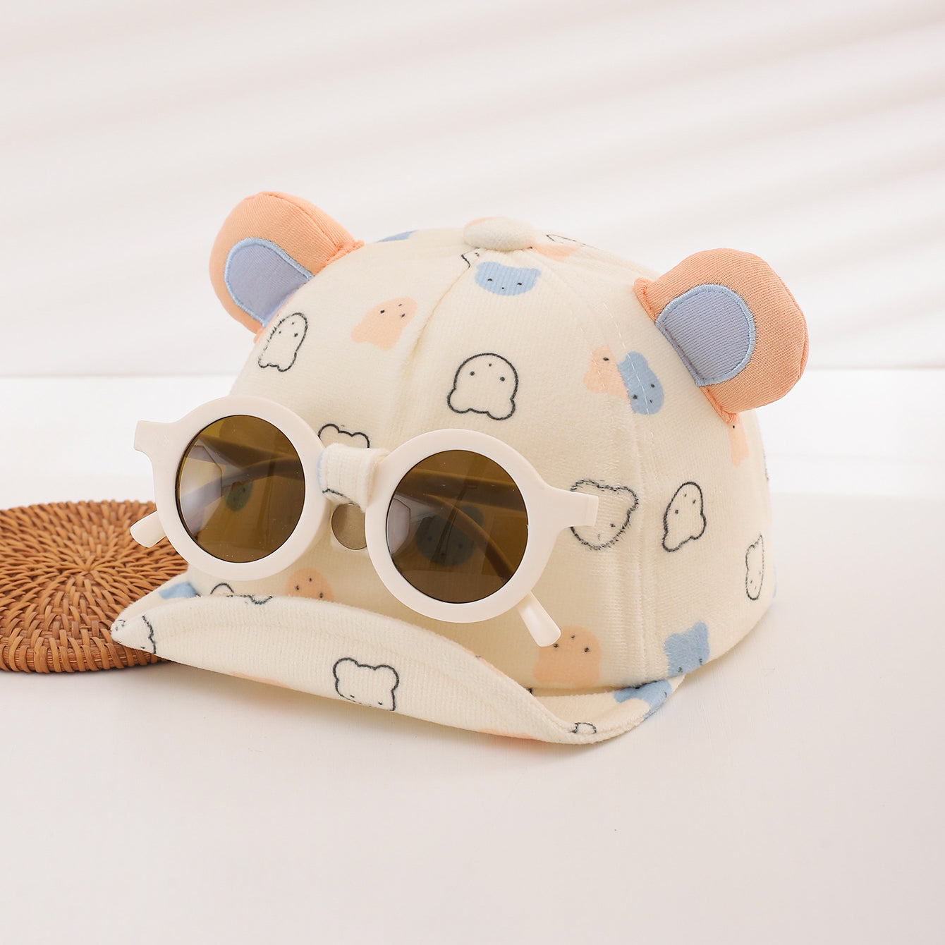 Automne Genre neutre Oreilles tridimensionnelles de style cartoon avec des lunettes Décoration pour bébé'