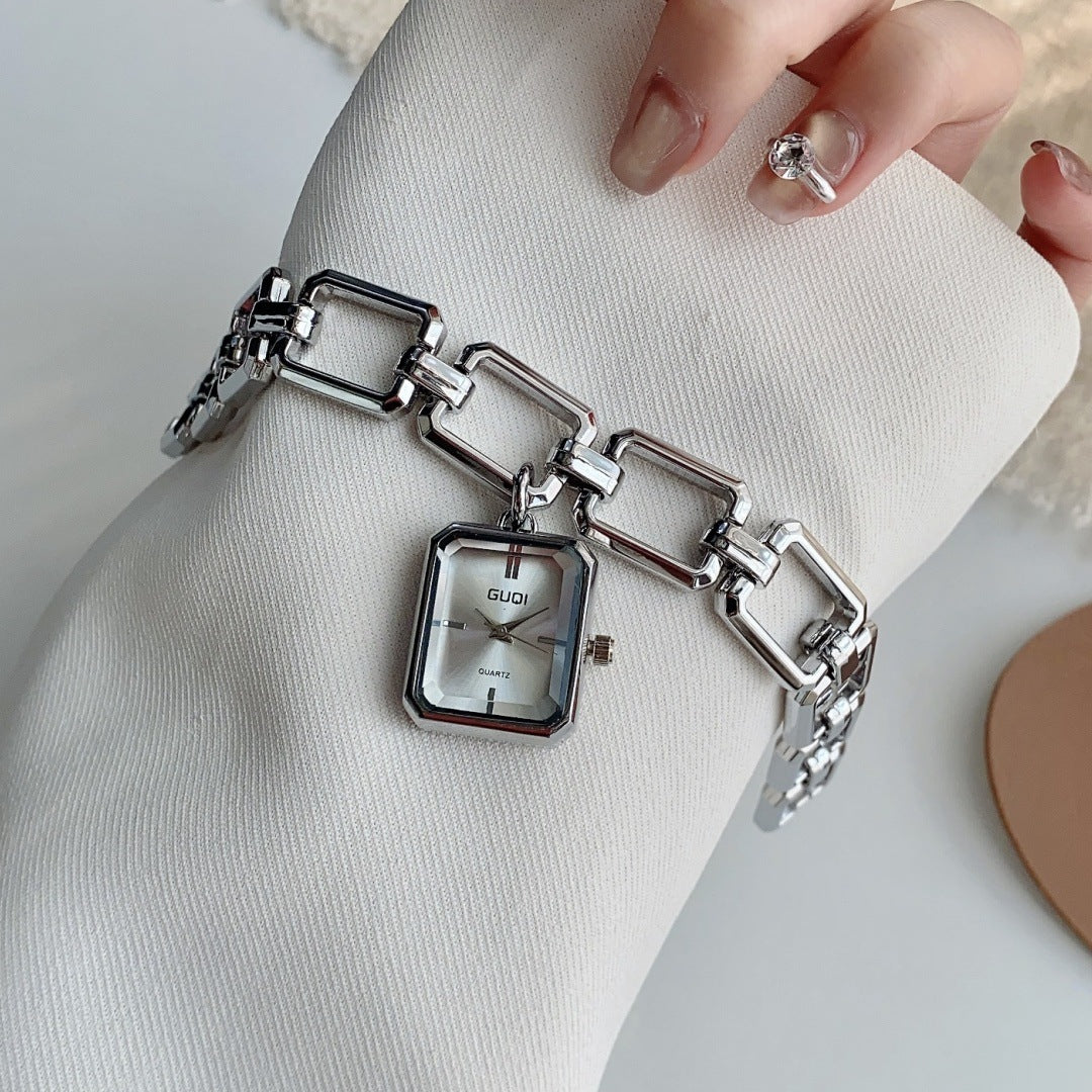 Femmes Montre décorative avec pendentif carré et style bracelet
