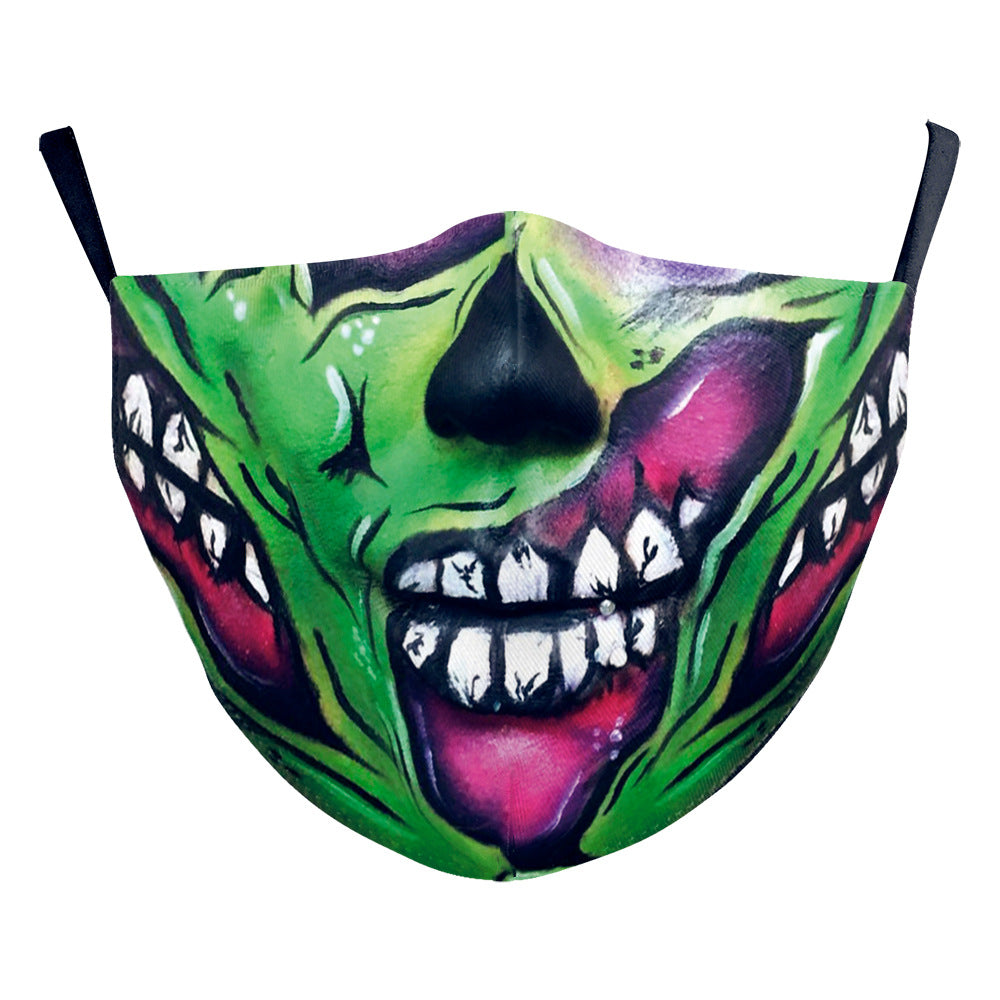 Masque d'impression numérique Halloween double couche en soie de lait