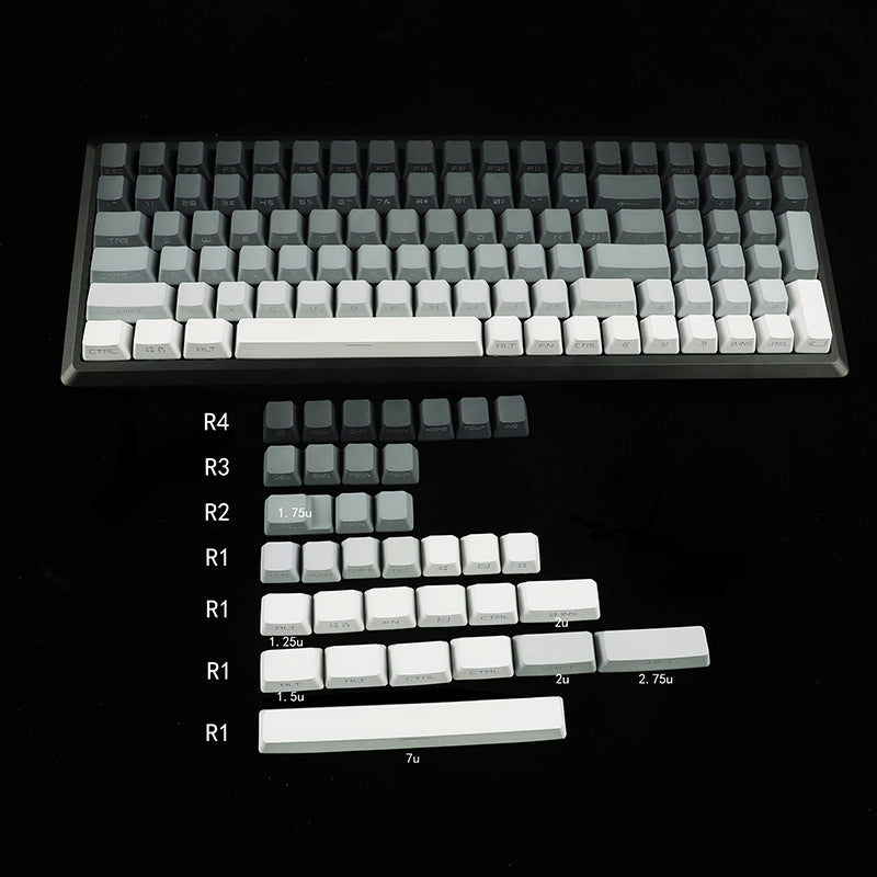 Double couleur Gradient Pbt Dip Teed Positive gravé transparent Oem Keycaps