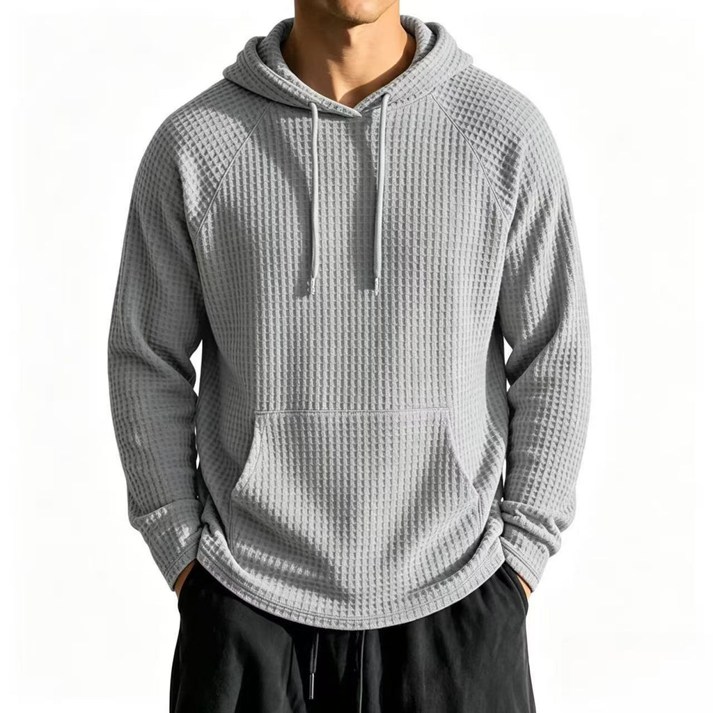 Veste à capuche à mailles en gaufre décontractée pour hommes