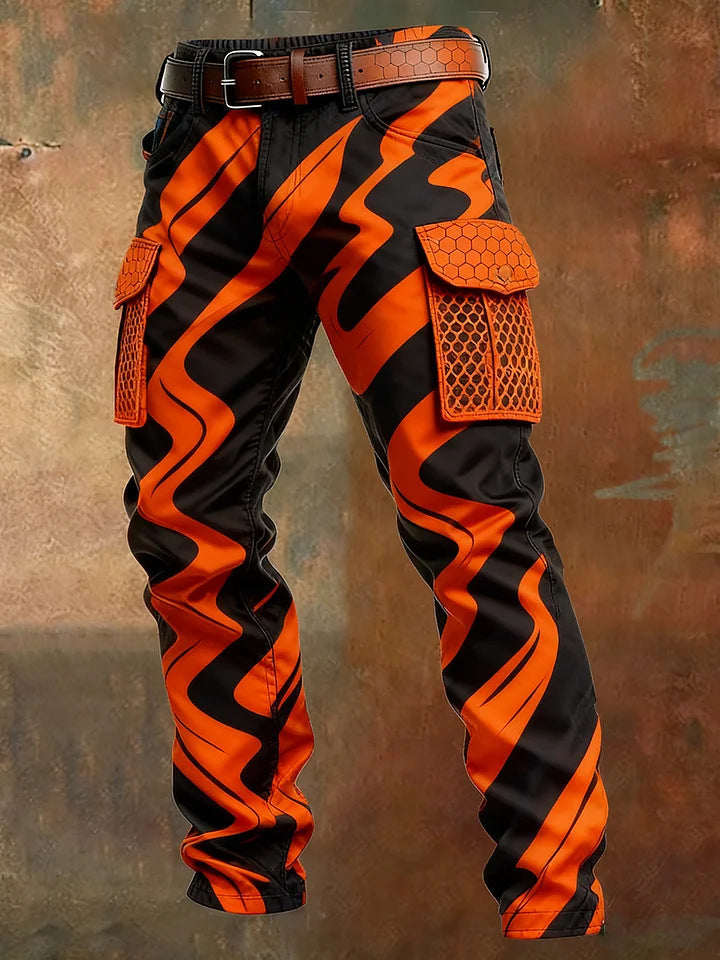 Vintage gris camouflage numérique pantalons de fret pour les hommes de poche multi Flap T