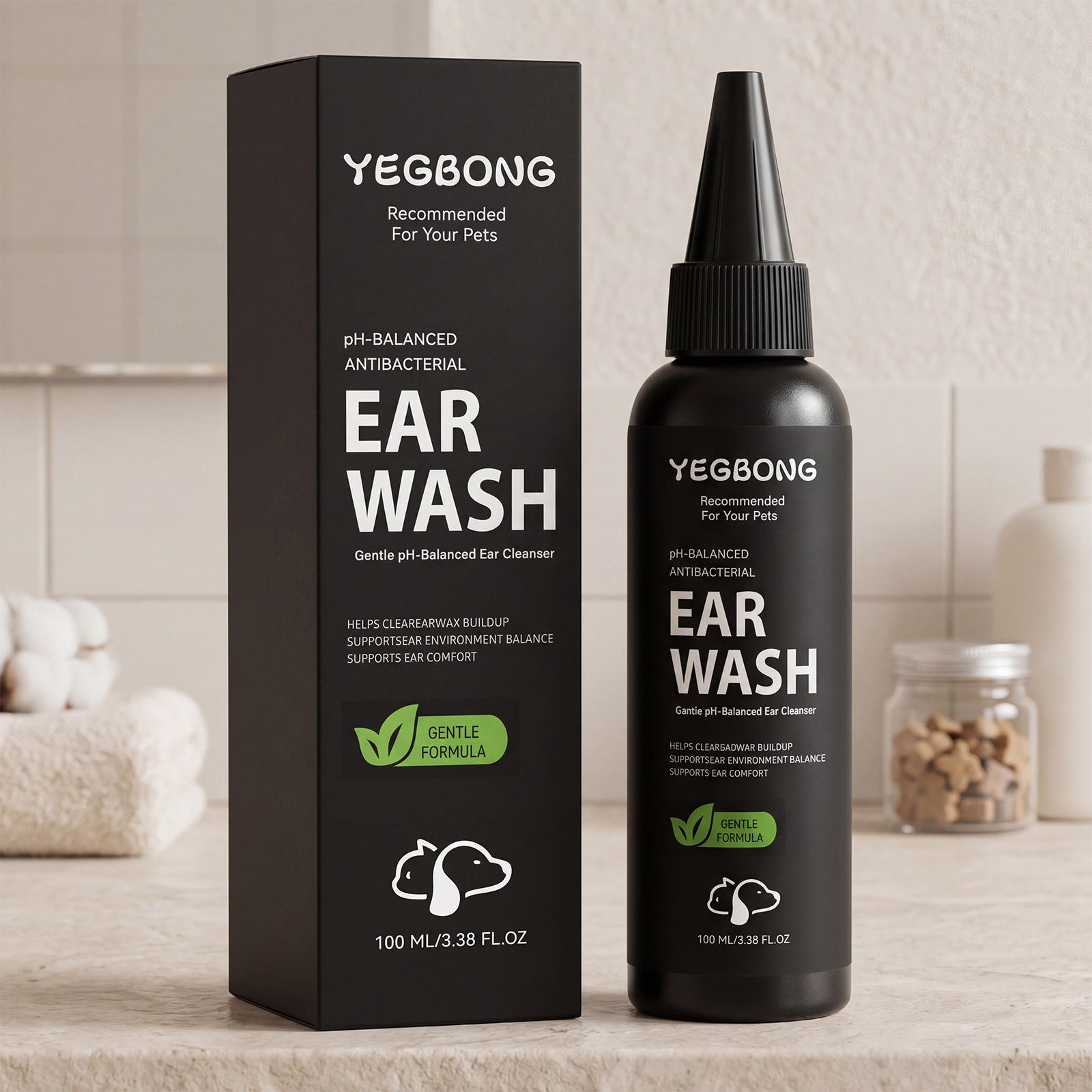 L'eau de nettoyage de l'oreille d'un animal de compagnie de Yegbong est rafraîchissante