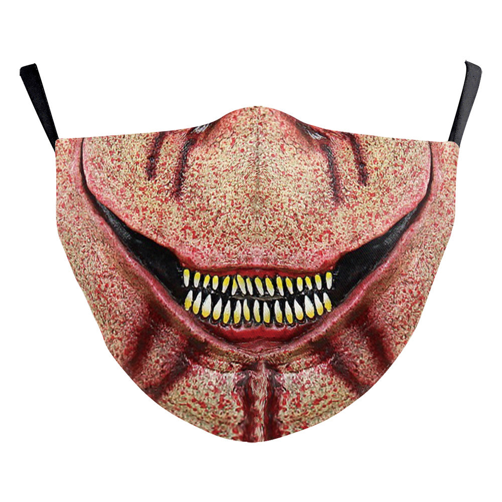 Halloween impression numérique drôle Horreur visage double couche masque de poussière