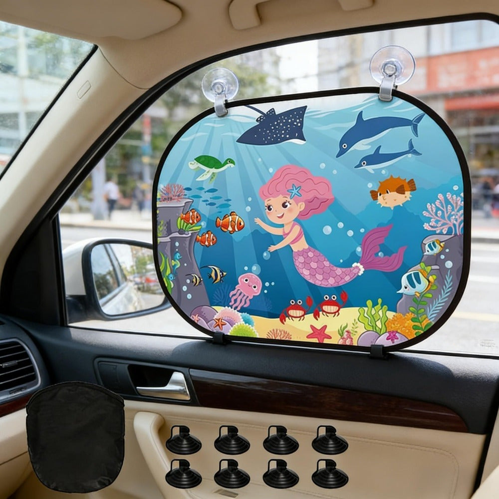 Set de 2 parasols de fenêtre de voiture avec 8 ventouses