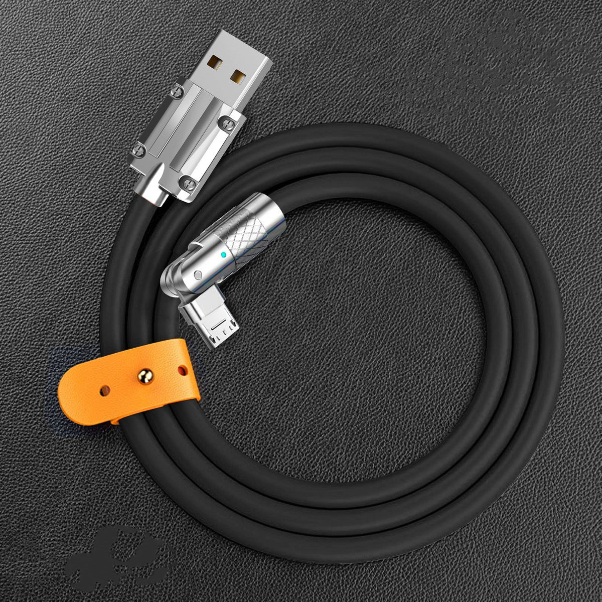 120W Câble de données de charge rapide 180 degrés Rotary Elbow Zinc Alliage de silicone