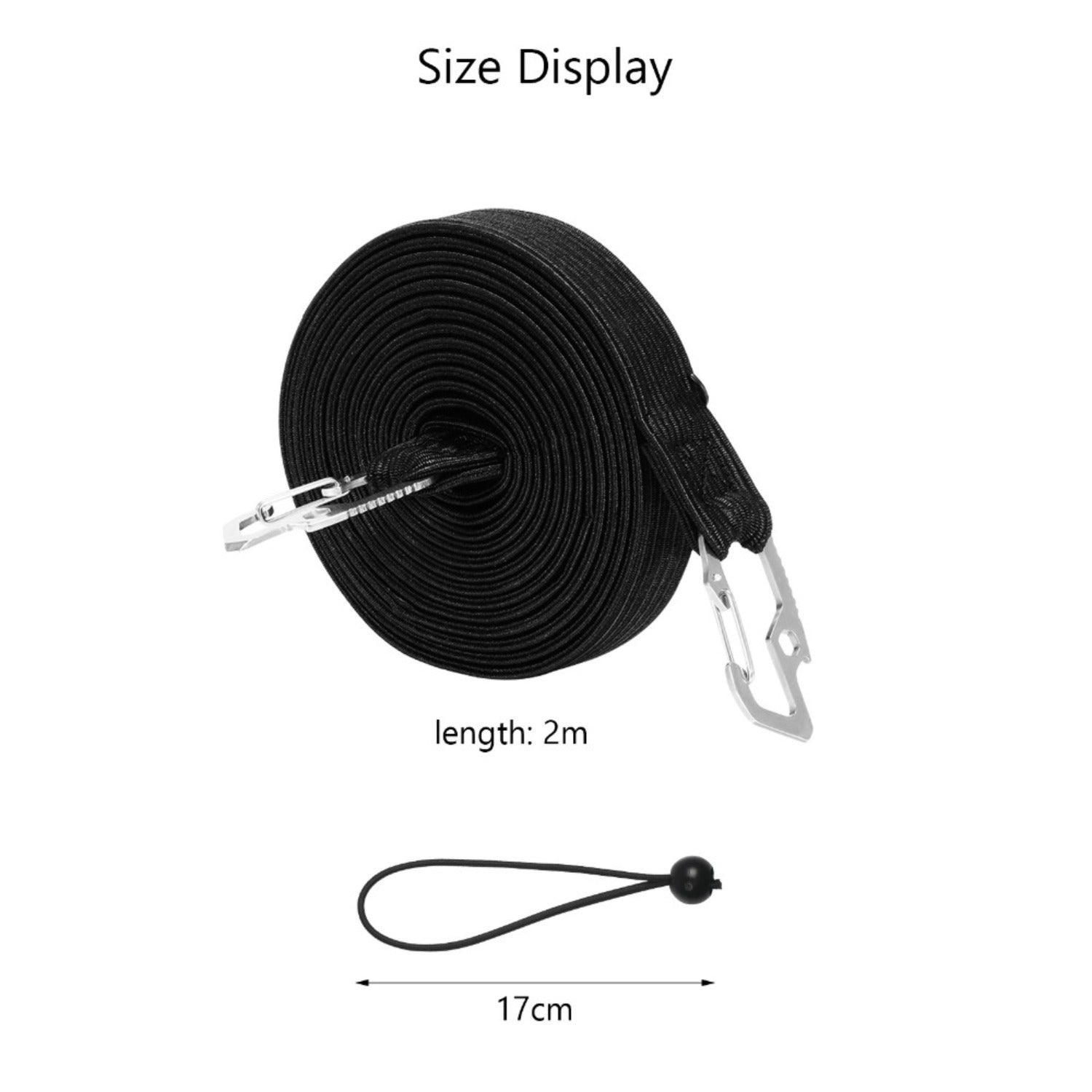 Cordes Bungee longues de 2 mètres avec crochets en acier au carbone robuste. Inclut 5 Tie-down Ropes forts