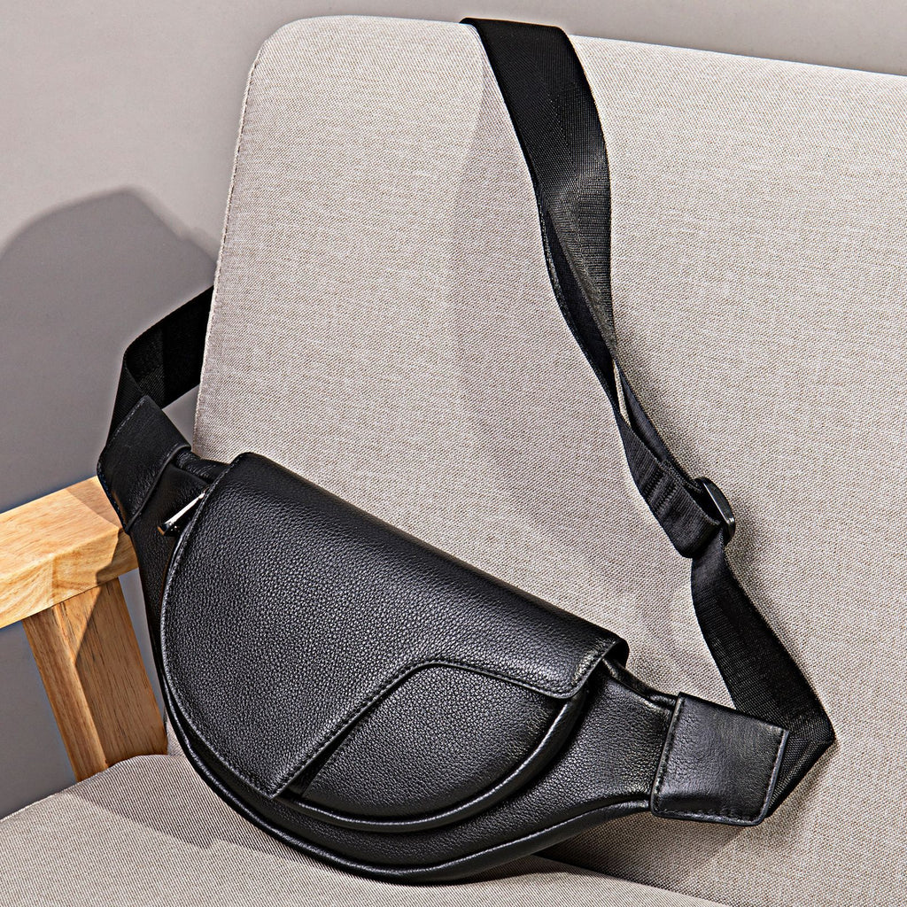 Sac de poitrine en cuir véritable pour homme