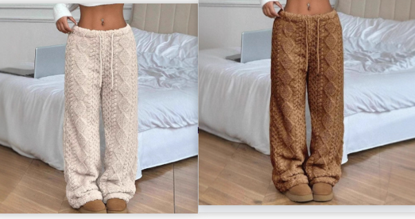 Pantalon casual chaud à l'avant couleur solide pour femmes