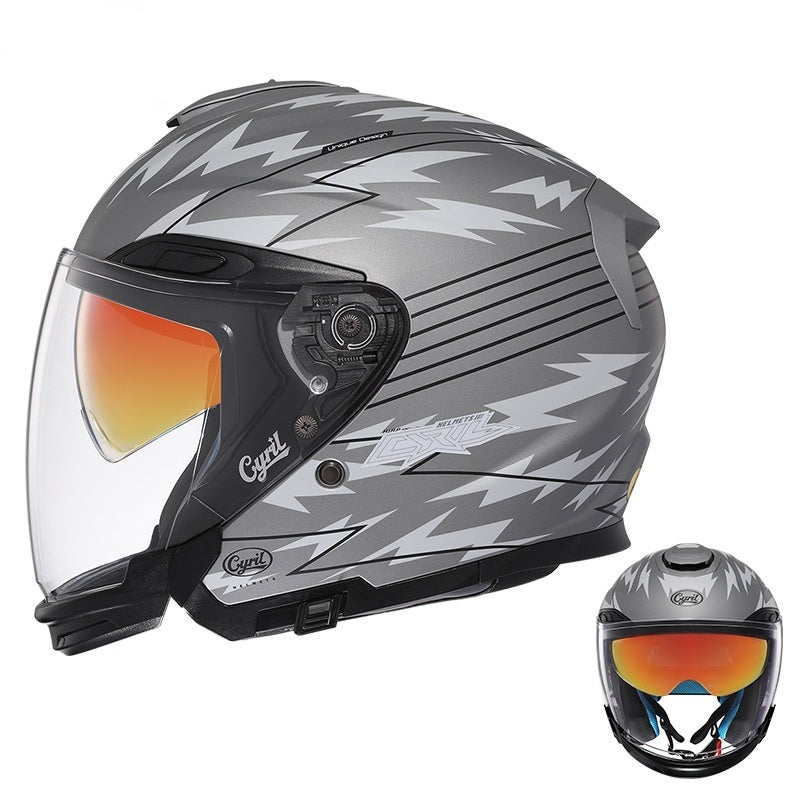Moto homme d'été demi-quart casque homme de trois-quarts double visor pour hommes toute la saison