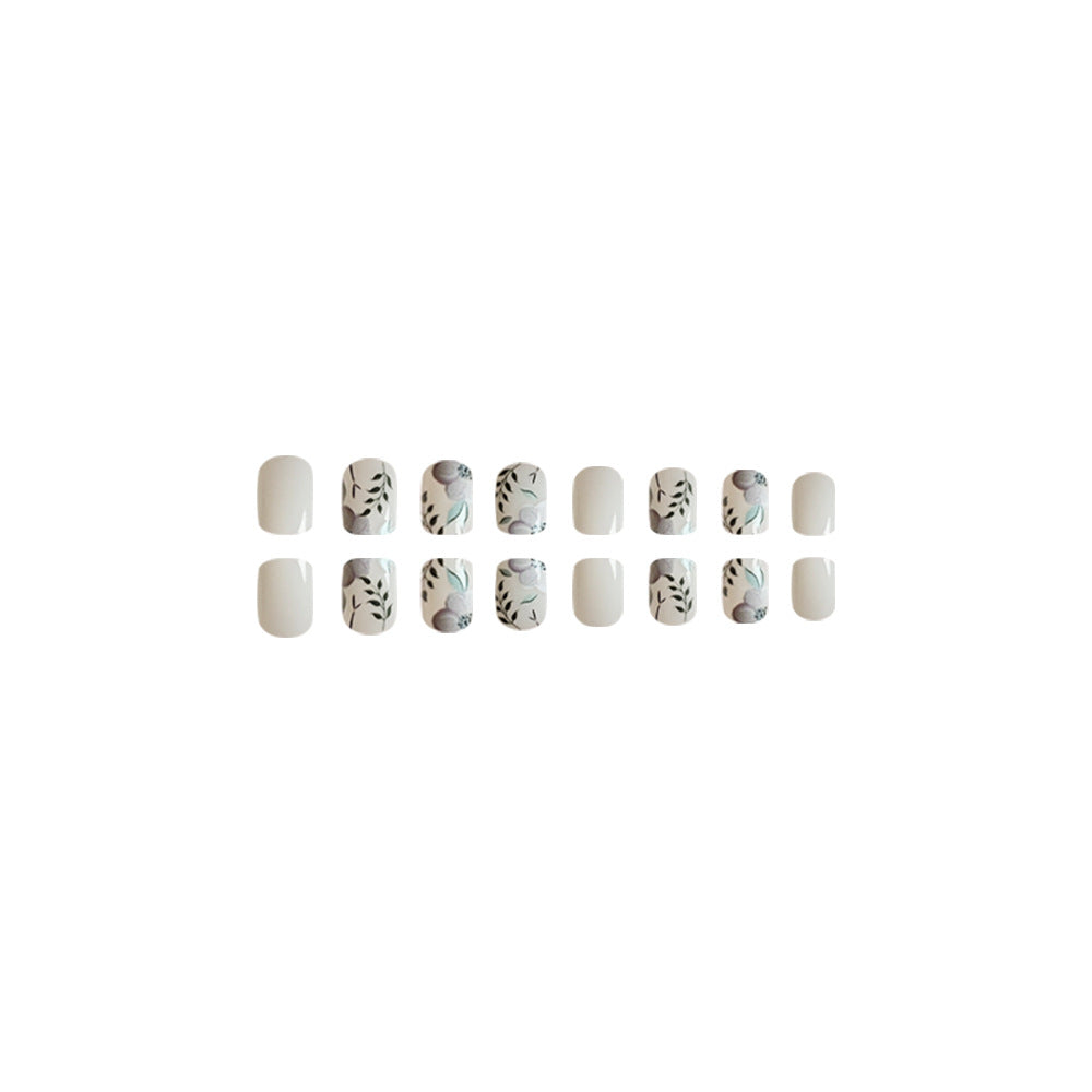 Stickers ongles de style fleur et feuille verte