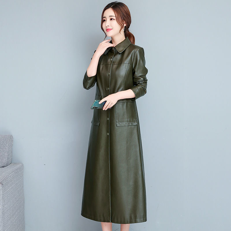Robe de trench en cuir mince pour dames