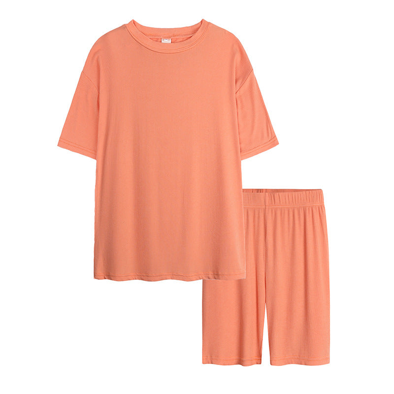 Solid Color Short Sleeve T-Shirt Two-Piece Set