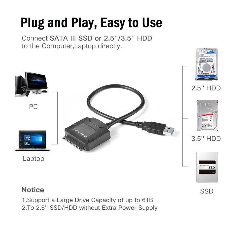 USB to SATA hard drive Supports all hard drives