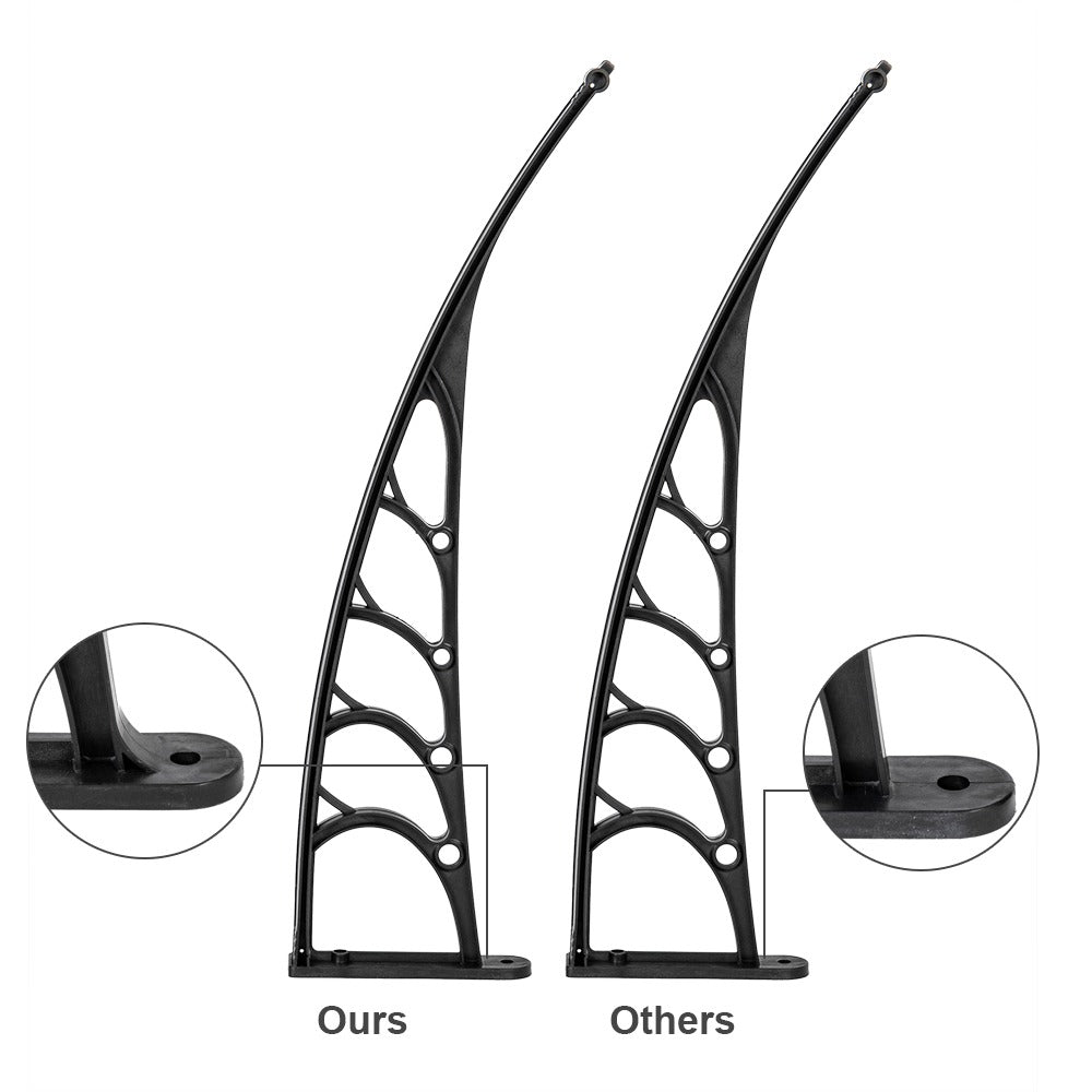 Auvent de porte 80x38in avec panneau en polycarbonate brun et support noir