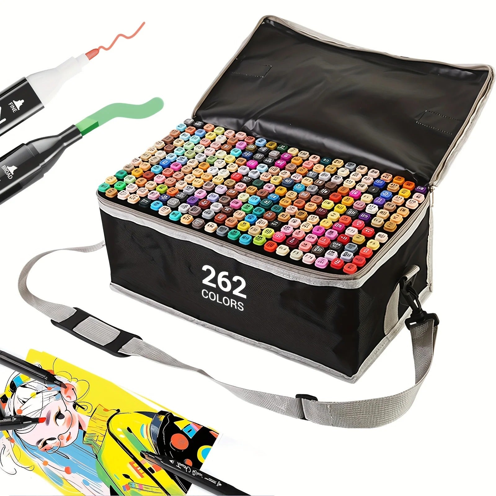 262 Couleur double-tip Marqueur Set Quick-Dry Marqueurs de croquis pour la peinture de dessin professionnel