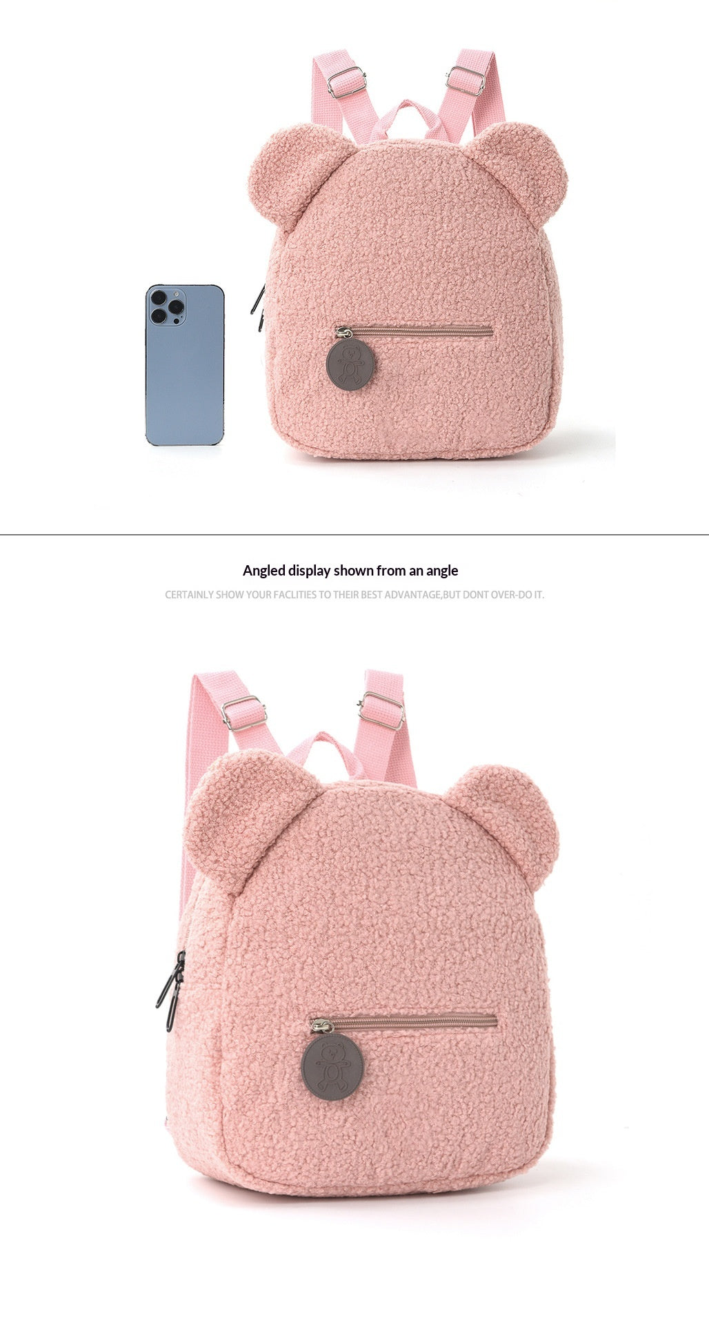 Sac à dos en peluche Mode populaire Casual Ear Teddy Bear Sac à dos Cartoon Sac à dos pour enfants-