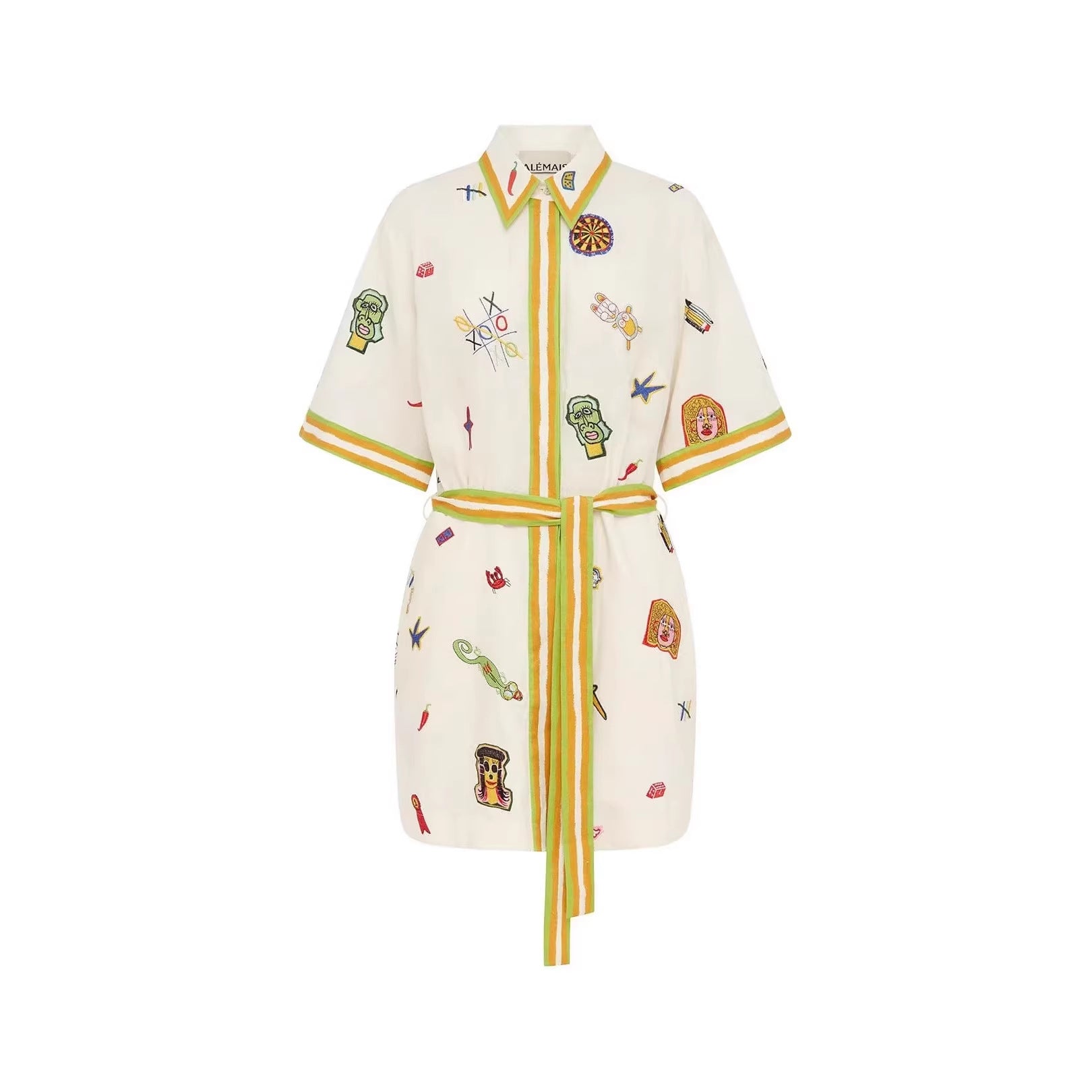 Robe à manches courtes à tailler en dentelle lisse