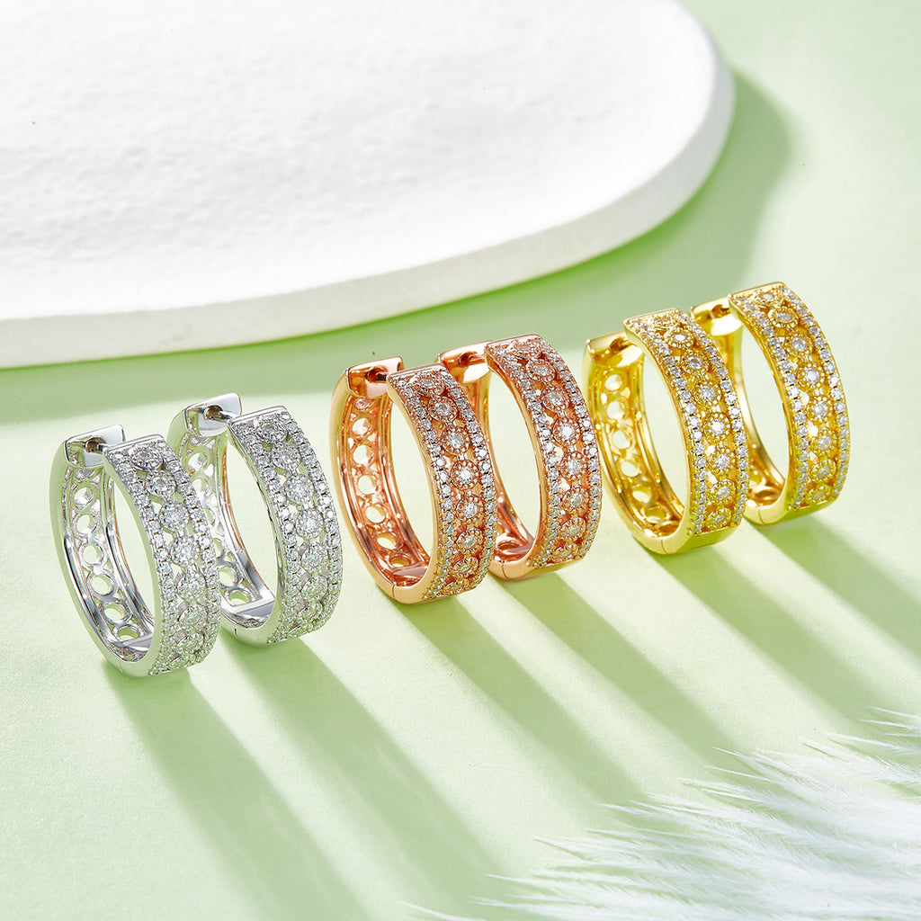 8,5g S925 Argent Sterling 0,74CT Boucles d'oreilles Moissanite Hoop 20mm Pave Hougie Hoops avec Holl