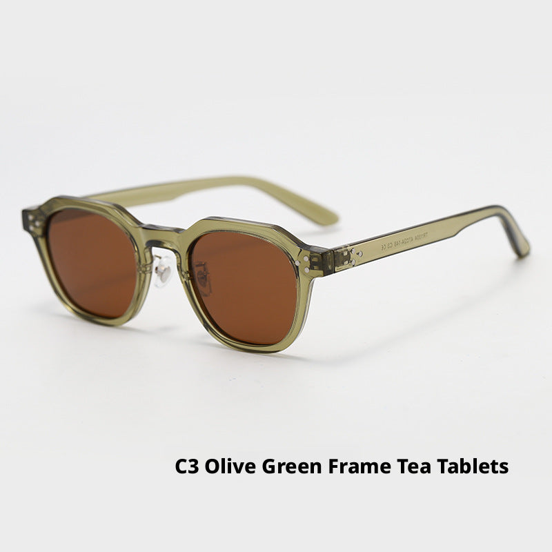 Lunettes de soleil américaines-Olive Green Frame Tea Slice-TR90 -1 paire