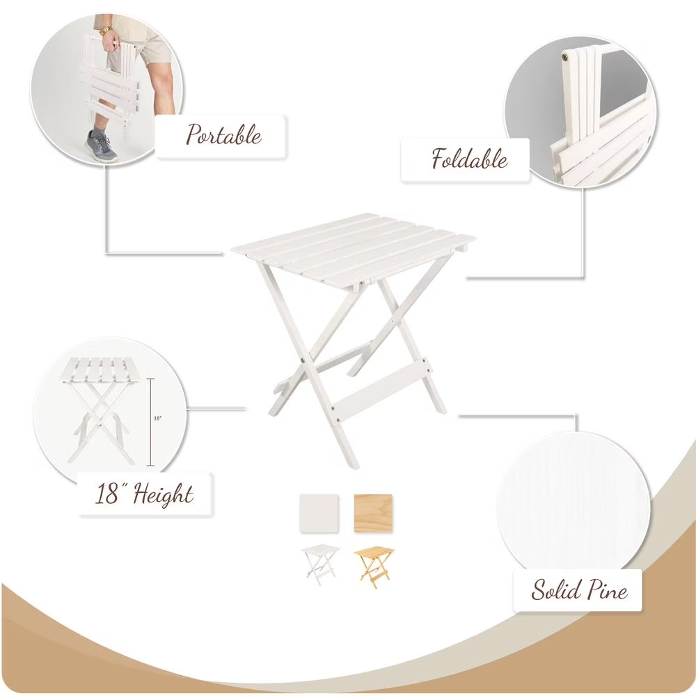 Petite table latérale pliante en bois ensemble de deux