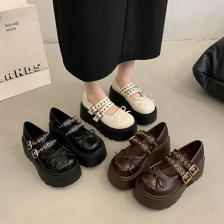 Retro Français Épaisseur Soled Shallow Bouche Chaussures Simples Pour Femmes Chaussures Mary Jane