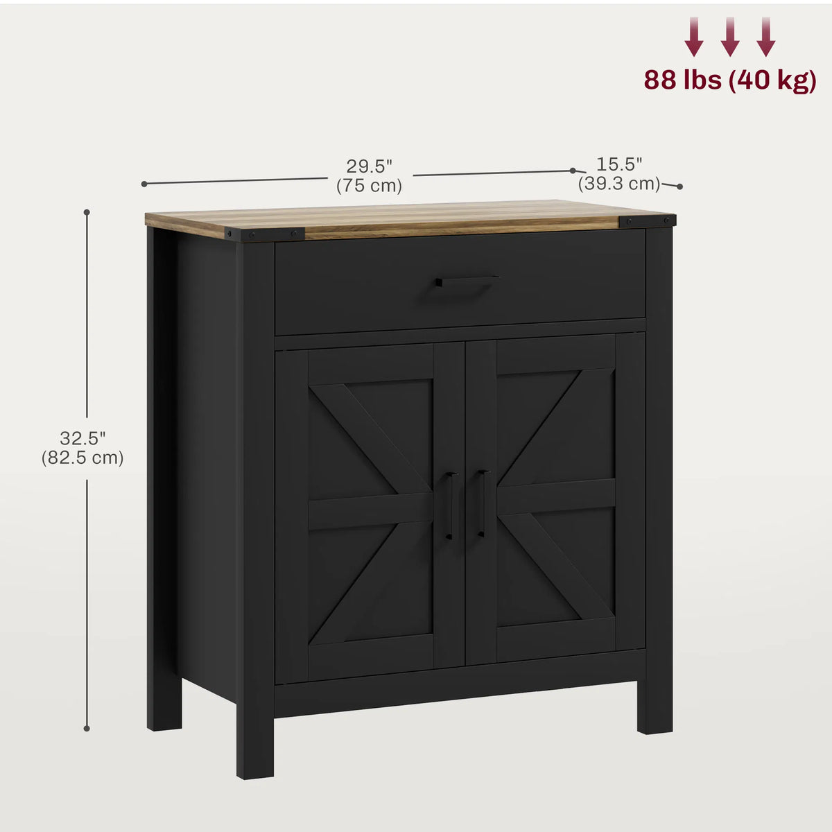 Buffet Farmhouse Buffet Buffet Buffet avec 1 tiroir