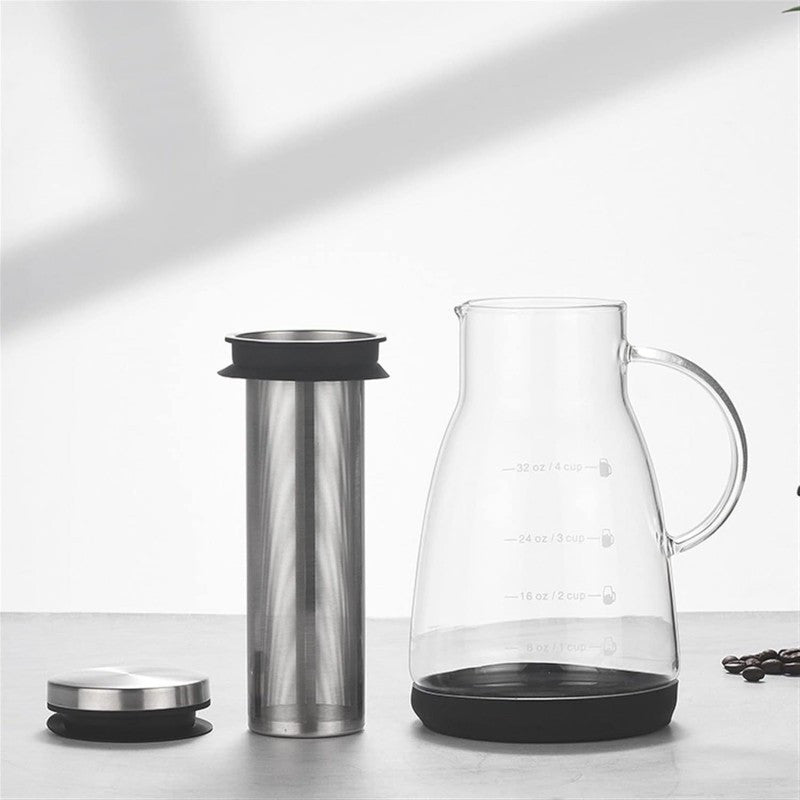 24oz Verre Brew Cold Cafe Pitcher Double Filtre Non Électricité Filtre amovible Lave-vaisselle