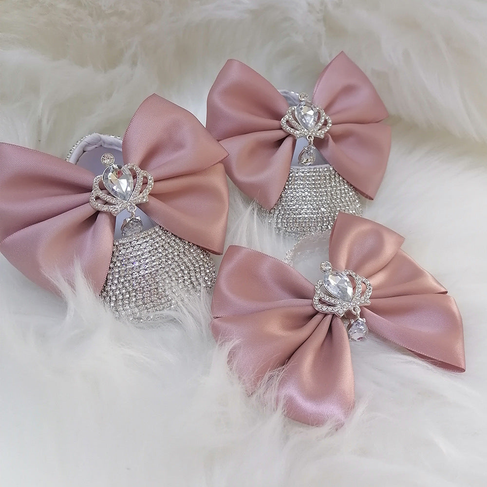 Chaussure de bébé fille en strass fait main
