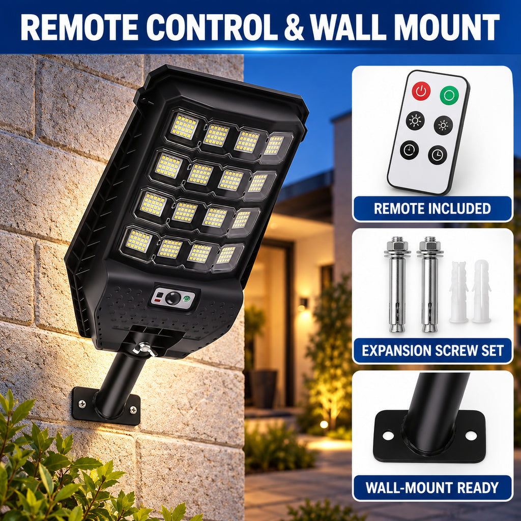 Solar Powered Motion Sensor Outdoor Light W7207 4 Noir pour Garden Yard Street Wall LED