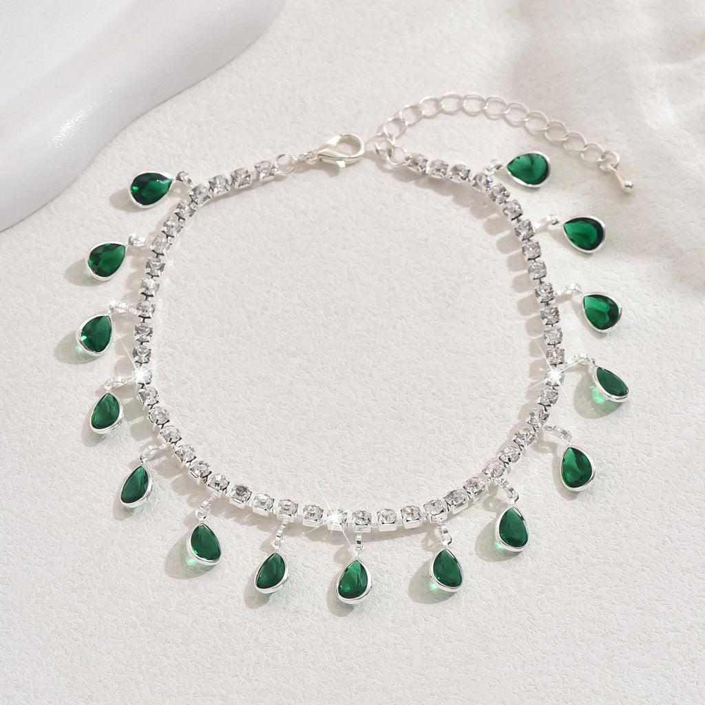 Léger Luxury et haut de gamme Zircon Water Drop Tassel Anklet