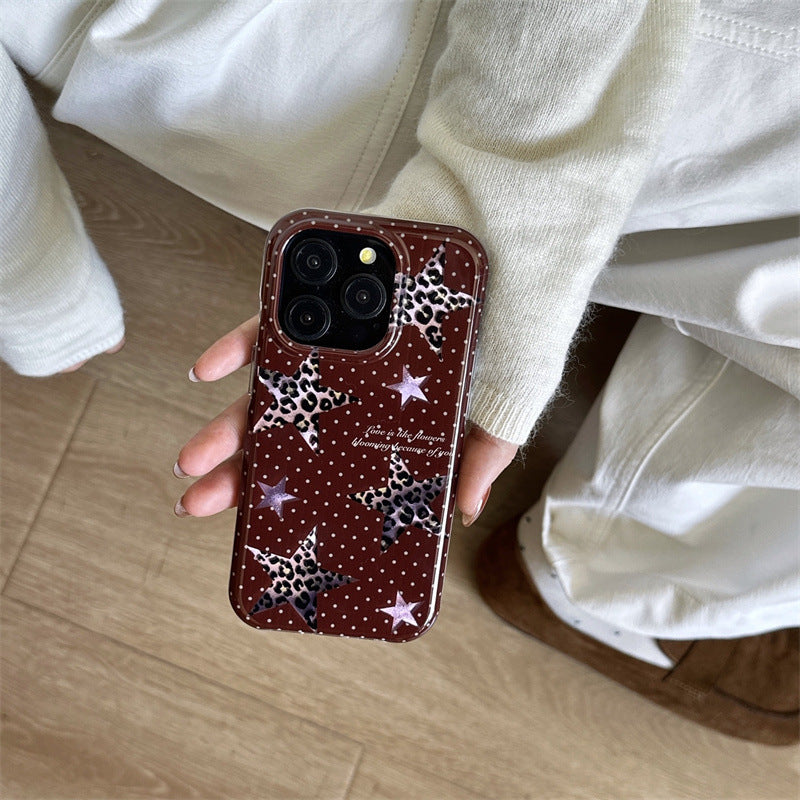 Double couche demi-paquet Polka Dot Phone Case XINGX Leopard Imprimé housse de protection