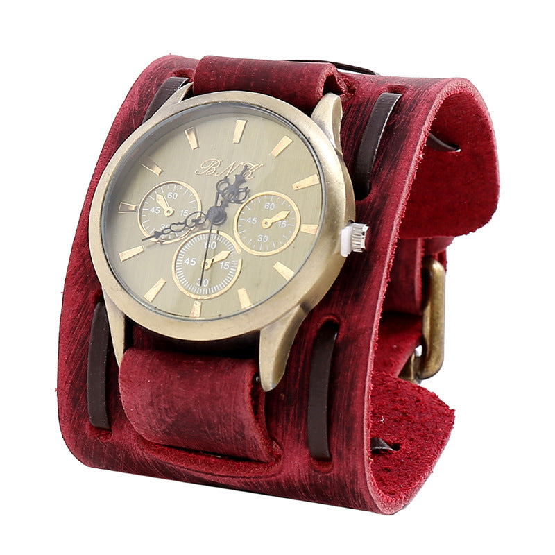 Bracelet Vintage montre en cuir large pour homme