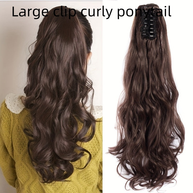 Gros cheveux griffes Wavy cheveux longs bouclés femmes haute queue de cheval