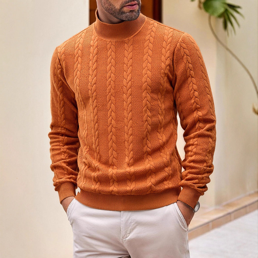 Hommes Mode Jacquard Col Tortue Chandail chaud