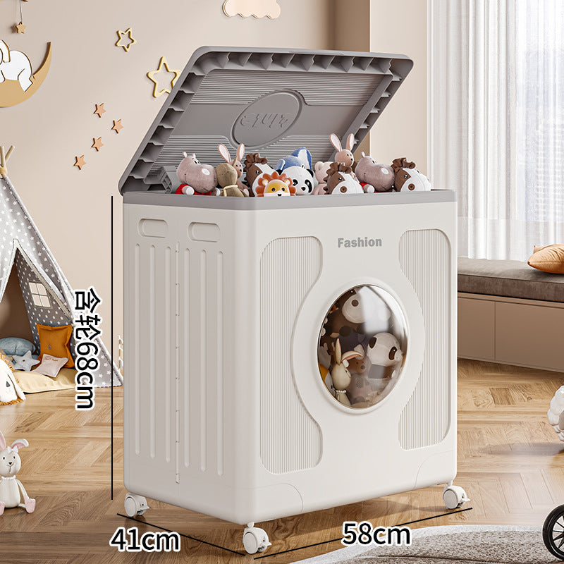 Panier de rangement en plastique pliable de 160L avec couvercle à charnières