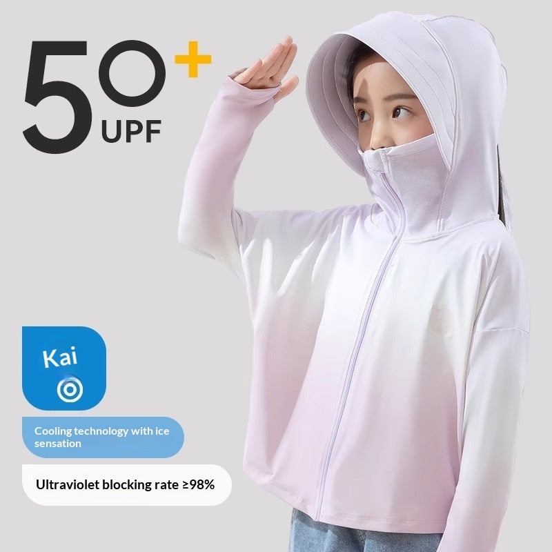 Enfants Gradient Summer Ice-Silk Cooling Veste Vêtements de protection solaire