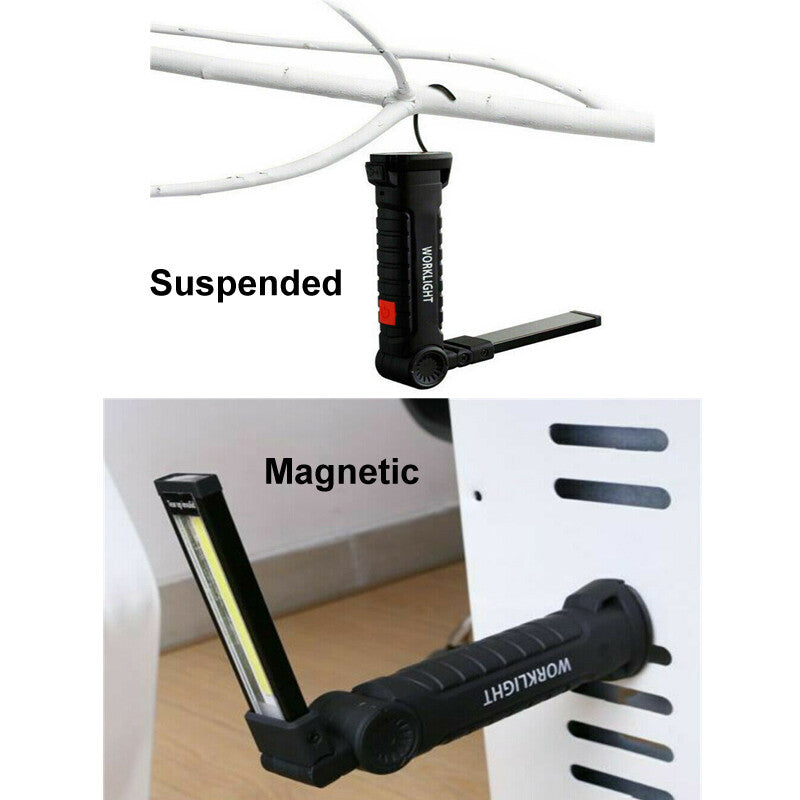 2PCS 5Modes Magnetic Rechargeable COB LED RED Lampe de lumière de travail Folding Torch USA
