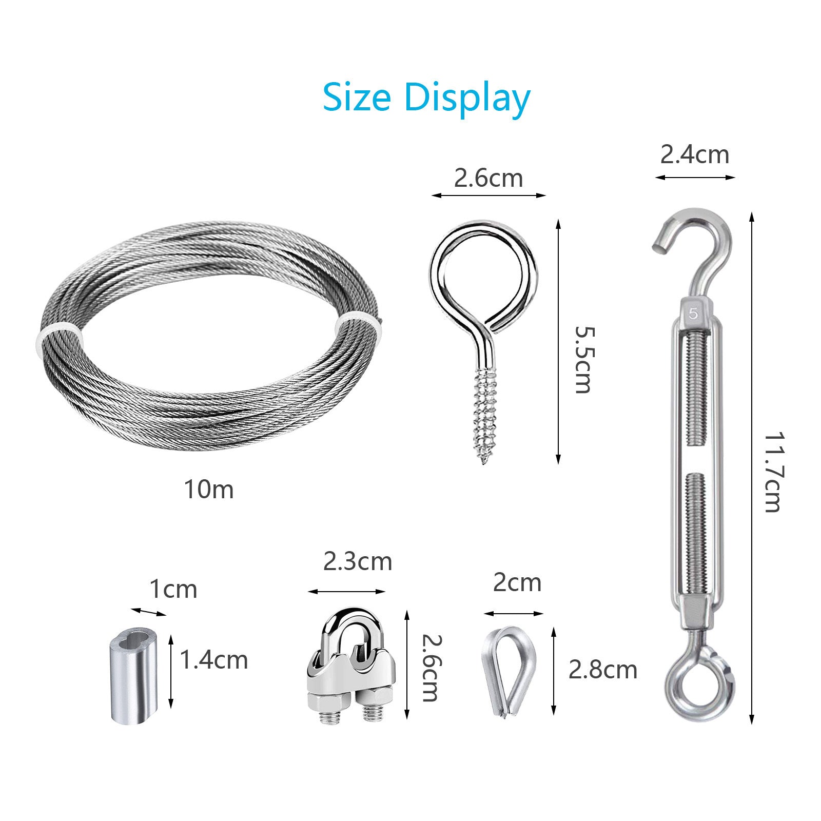 Set de câble en acier 26 pièces avec accessoires pour le travail du câble et fixations—industriel Hardwar