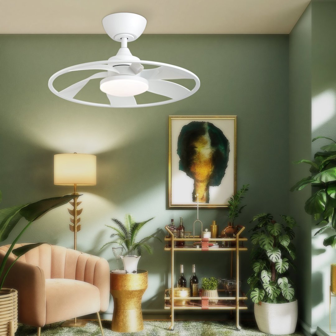 Light Pro 22 In. Ventilateur de plafond intelligent à LED Matt Blanc avec moteur DC