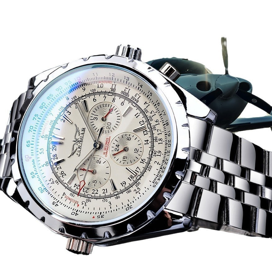 Casual Hollow Multi-fonction grand cadran montre mécanique