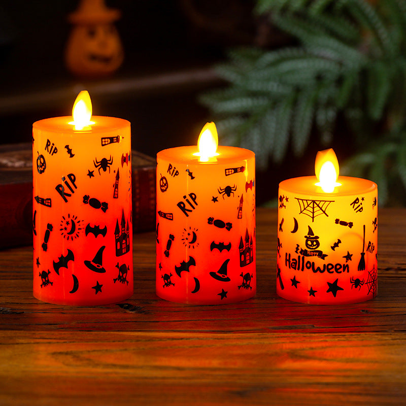 Bougie électronique LED lumières Halloween Souris de citrouille Spider Ambiance Décoration Props Si