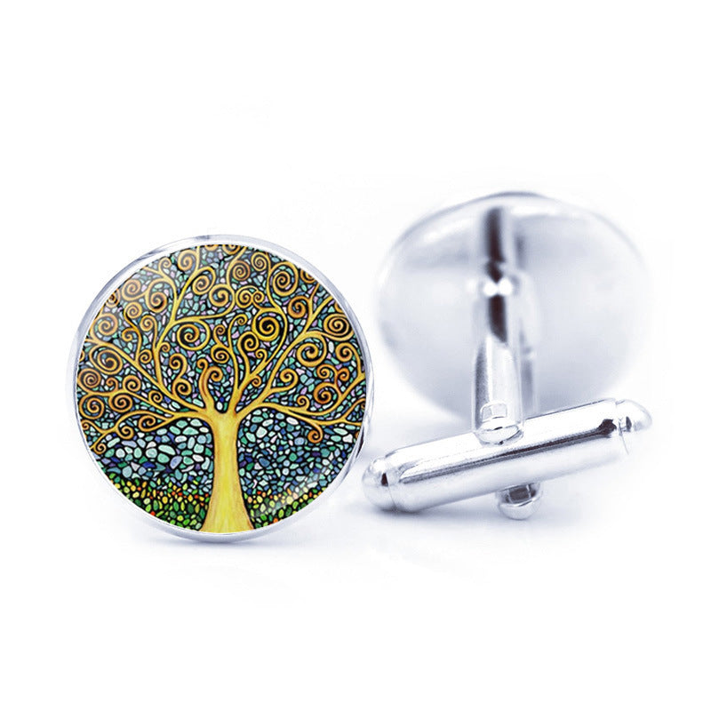 Pierre du temps simple arbre de vie Cufflinks