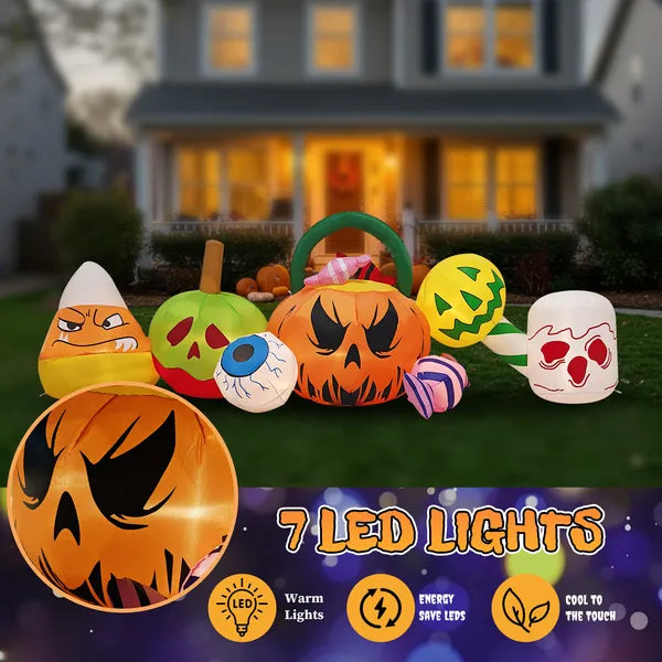 8FT Long Halloween gonflables Pumpkins Eyeball Décorations extérieures