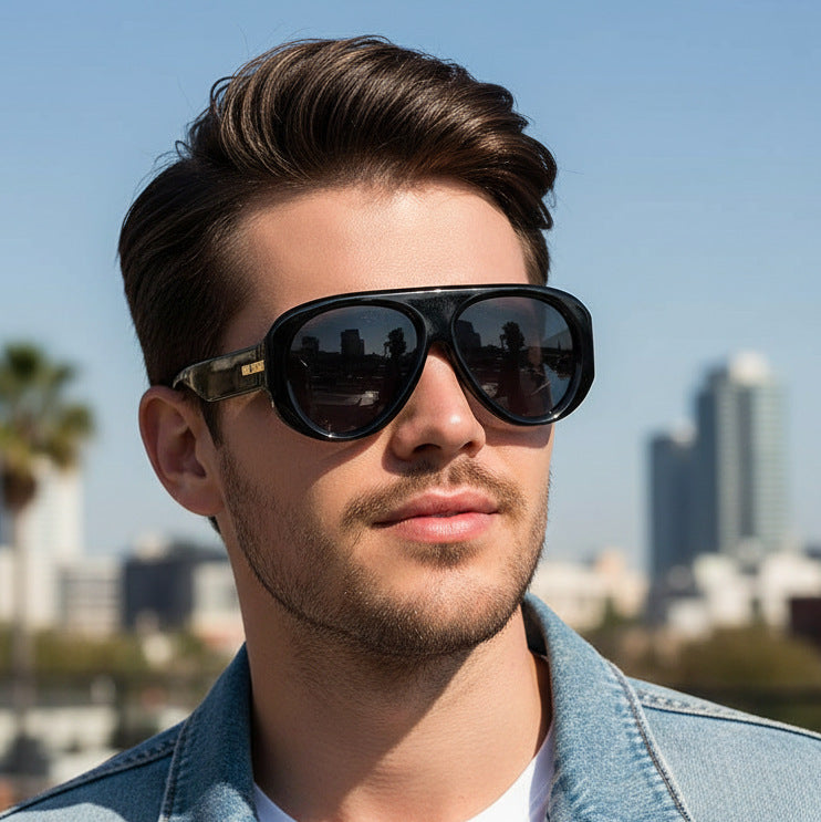 Lunettes de soleil rétro élégantes surdimensionnées Aviator