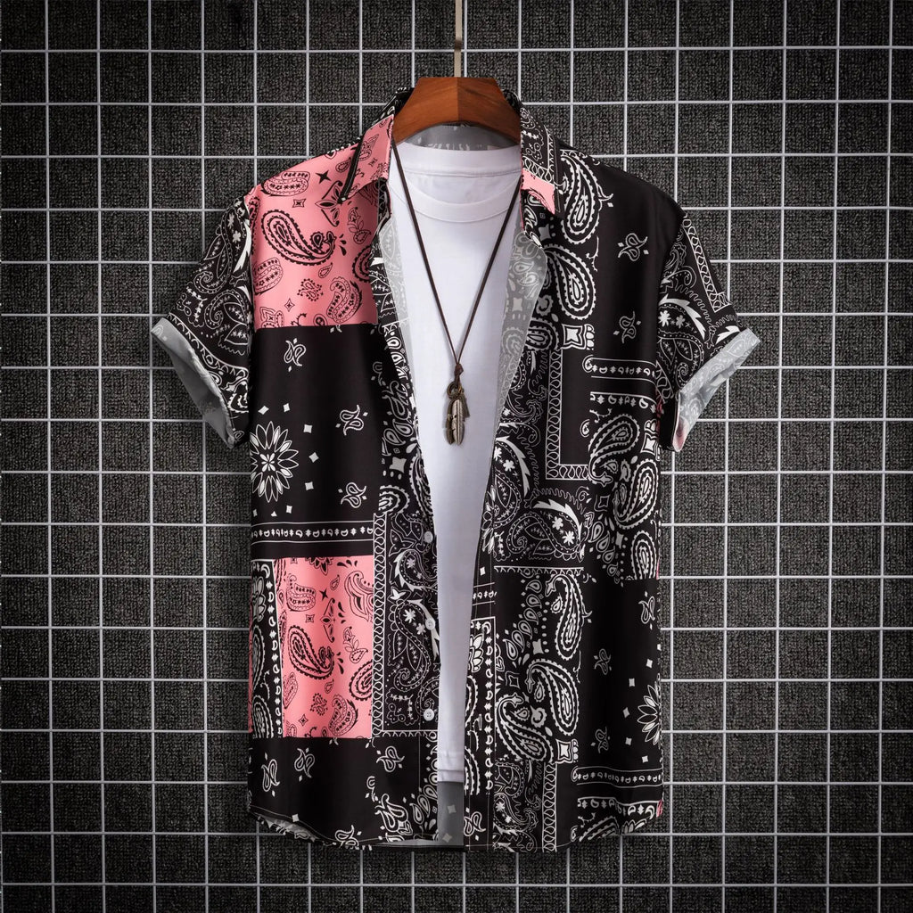 Chemise homme manches courtes Impression numérique 3D Hawaiian Trendy Cardigan Shirt