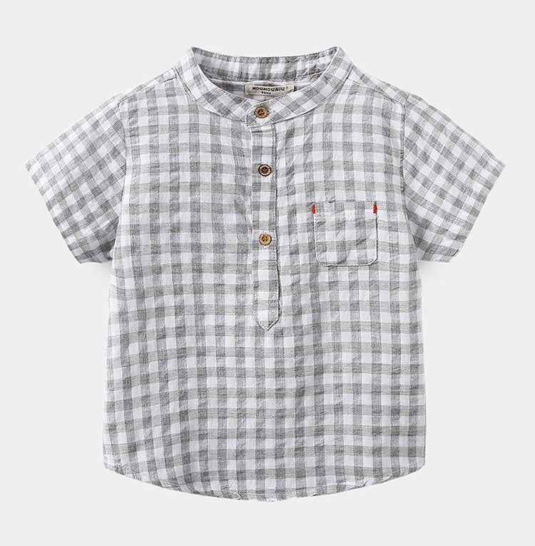 Chemise à manches courtes en coton bleu pour enfants
