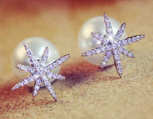 Boucles d'oreilles Zircon Pearl à double face